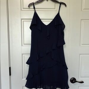 Gianni Bini Navy Blue Ruffle Mini Dress